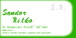 sandor milko business card